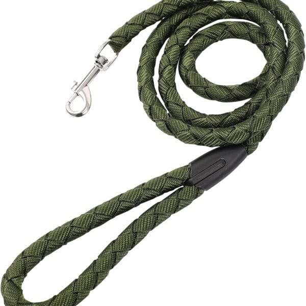 uxcell Dog Pet Leash Rope Nylon 5 Feet Padded Handle Rope Leashes Dog Walking Training Leash for Medium Large Dogs M Size Army Green