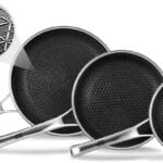 Non Stick Frying Pans Set, Hybrid Pans Set Nonstick (8+10+12inch),Pan for cooking, PFOA Free Kitchen set, Dishwasher and Oven Safe Cookware Sets, Induction Compatible Stainless Steel Skillets