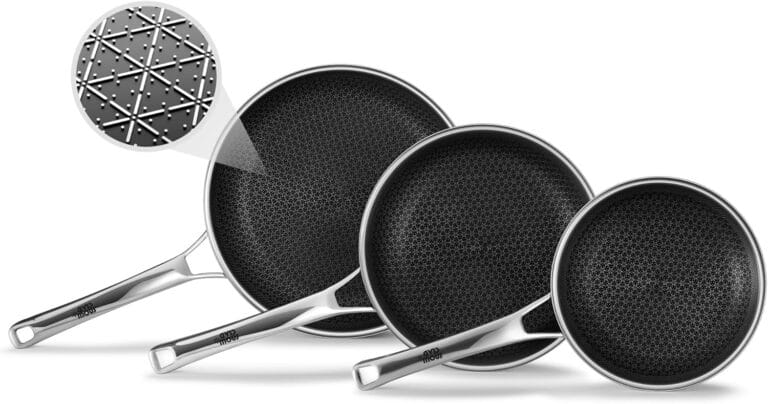 Non Stick Frying Pans Set, Hybrid Pans Set Nonstick (8+10+12inch),Pan for cooking, PFOA Free Kitchen set, Dishwasher and Oven Safe Cookware Sets, Induction Compatible Stainless Steel Skillets