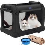 Petprsco Large Cat Carrier for 2 Cats Small Medium Dogs, Soft Pet Carrier 24x17x17 for Traveling with Warm Blanket Foldable Bowl and Washable Pad
