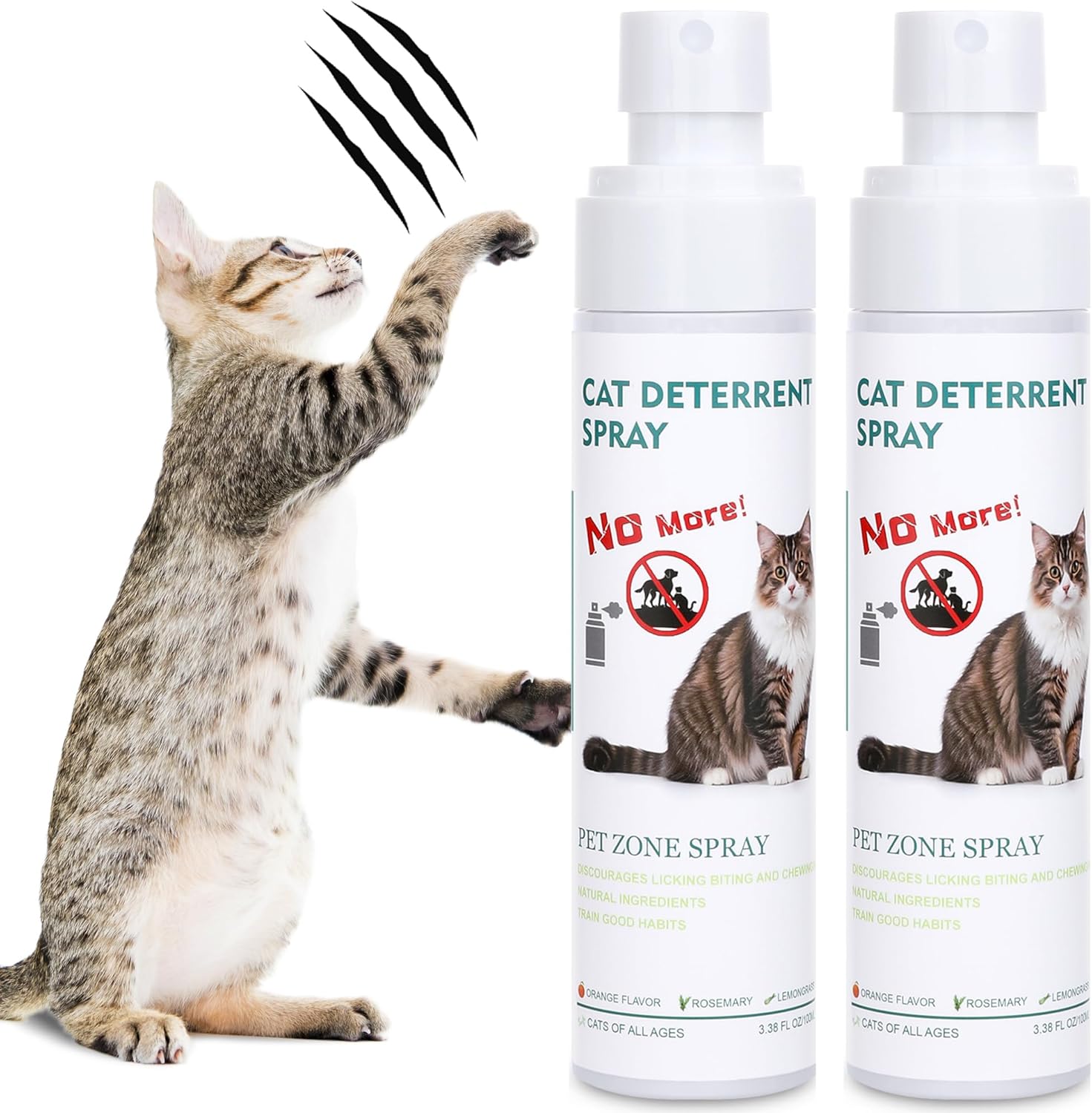 2 Pack Cat Deterrent Spray, Natural Cat Repellent Spray, Anti-Scratch Deterrent for Furniture, Sofas, Rugs, Curtains, Plants, Indoor & Outdoor Repellent Cats Kittens, Non-Toxic, Alcohol-Free 2 Pack Cat Deterrent Spray, Natural Cat Repellent Spray, Anti-Scratch Deterrent for Furniture, Sofas, Rugs, Curtains, Plants, Indoor & Outdoor Repellent Cats Kittens, Non-Toxic, Alcohol-Free