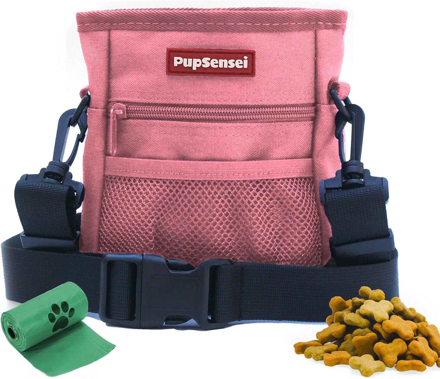Dog Treat Pouch, Durable Oxford Polyester, No-Spill Magnetic Closure, Treat Pouches for Pet Training with Metal Clip, Waist Belt, Adjustable Strap, Poop Bag Dispenser (Light Pink) Dog Treat Pouch, Durable Oxford Polyester, No-Spill Magnetic Closure, Treat Pouches for Pet Training with Metal Clip, Waist Belt, Adjustable Strap, Poop Bag Dispenser (Light Pink)