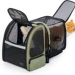 Petsfit Cat Backpack Carrier,Dog Carrier Backpacks Expandable with Great Ventilation Foldable Puppy Backpack Carrier for Travel, Hiking,Green