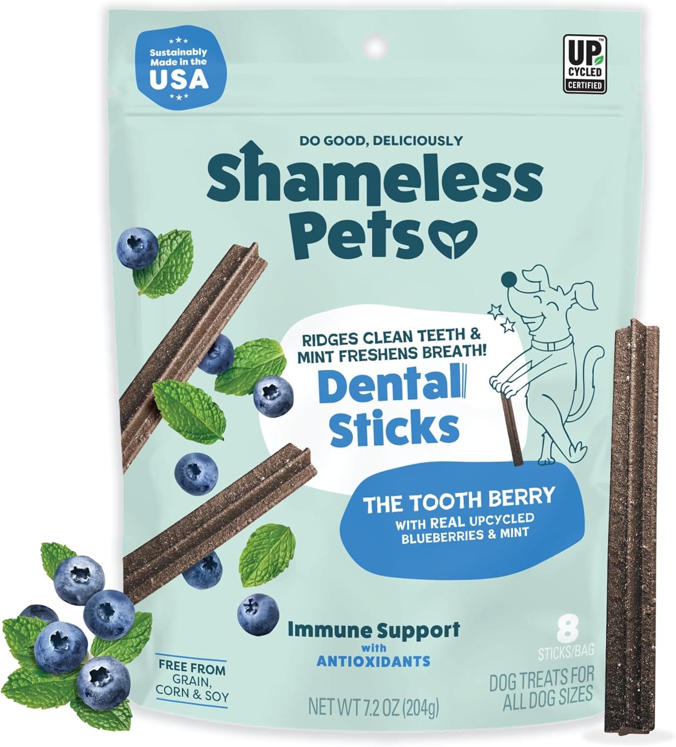 Shameless Pets Dental Treats for Dogs, The Tooth Berry - Healthy Dental Sticks with Immune Support for Teeth Cleaning & Fresh Breath - Free from Grain, Corn & Soy Shameless Pets Dental Treats for Dogs, The Tooth Berry - Healthy Dental Sticks with Immune Support for Teeth Cleaning & Fresh Breath - Free from Grain, Corn & Soy
