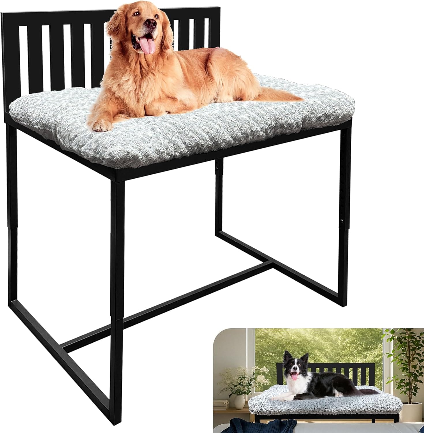 Beside Dog Bunk Beds for Large Dogs,Metal Dogs Bed Frame with Removable Cushion - Large Beside Dog Bunk Beds for Large Dogs,Metal Dogs Bed Frame with Removable Cushion - Large