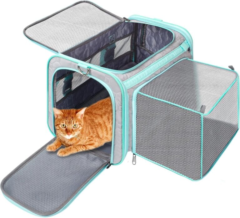 Cat Carrier Fits Small to Medium Pets, Airline Approved Dog Carrier, Outer Collapsible Expandable Soft Sided Pet Carrier for Safety & Convenience, with Comfortable PadsWaterproof Cat Bag Up to 15lbs