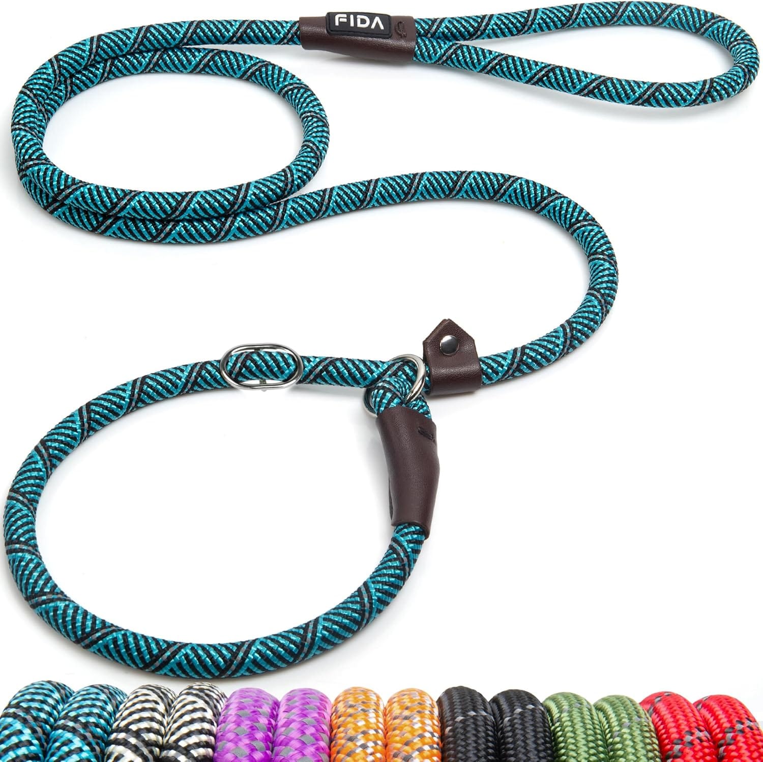 Fida Durable Slip Lead Dog Leash, 6 FT x 1/2" Heavy Duty Loop Comfortable Strong Rope Lead for Large, Medium Dogs, No Pull Pet Training with Highly Reflective, Blue Fida Durable Slip Lead Dog Leash, 6 FT x 1/2" Heavy Duty Loop Comfortable Strong Rope Lead for Large, Medium Dogs, No Pull Pet Training with Highly Reflective, Blue