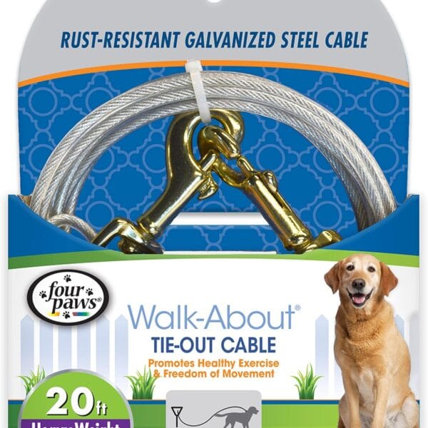 Four Paws Heavy Weight Tie Out Cable Silver 20 Feet