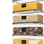 Vtopmart Airtight Food Storage Containers with Lids 4PCS Set 3.2L, Plastic Spaghetti Canisters for Pasta organizer, BPA Free Air Tight Kitchen Pantry Organization