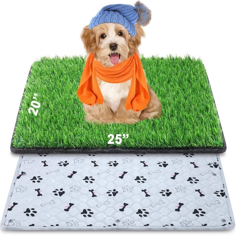 Dog Grass Mat with Pee Pad 2025", Small Dog Litter Box Indoor Artificial Turf Grass Porch Waterproof Patio Potty Tray for Doggie Reusable Washable Pads and Lawn for Replacement for Puppy Training