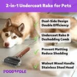 2 in 1 Dogs Cats Dematting Grooming Comb, Perfect Deshedding Undercoat Rake for Poodle & Goldendoodle, Efficiently Detangling Shedding Loose Hair & Matted Fur, All Long Haired Pet (Dark)