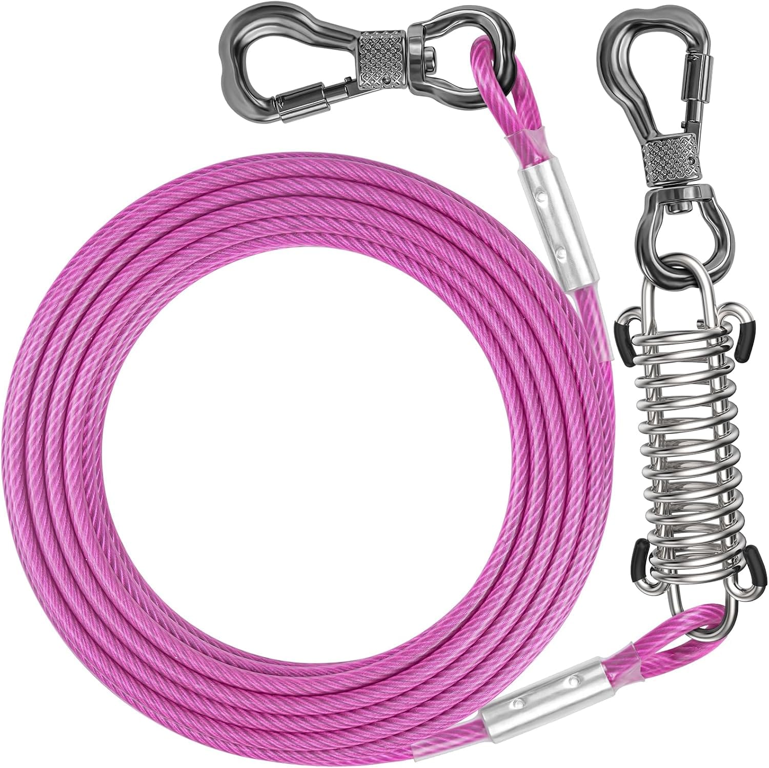 Tresbro 50 FT Dog Tie Out Cable with Spring, Shock Absorbing Tether Chains for Outside Aavilable in 10/15/20/25/30/40/50/70/100/120 FT, Heavy Duty Leads for Yard for Medium & Large Dogs Up to 500 LBS Tresbro 50 FT Dog Tie Out Cable with Spring, Shock Absorbing Tether Chains for Outside Aavilable in 10/15/20/25/30/40/50/70/100/120 FT, Heavy Duty Leads for Yard for Medium & Large Dogs Up to 500 LBS