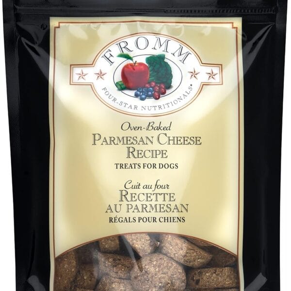 Fromm Four-Star Nutritionals Parmesan Cheese Dog Treats - Premium Oven Baked Dog Snacks - Cheese Recipe - 8 oz