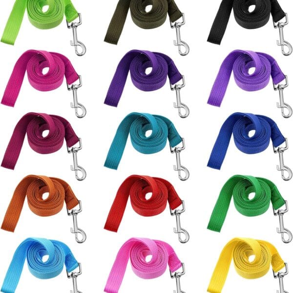 15 Pcs Puppy Leash Nylon Dog Leash Bulk Pet Rope Leashes with Swivel Hook 5ft Training Leashes for Small Medium Dogs Training Walking Hiking Camping Or Backyard (15 Colors)