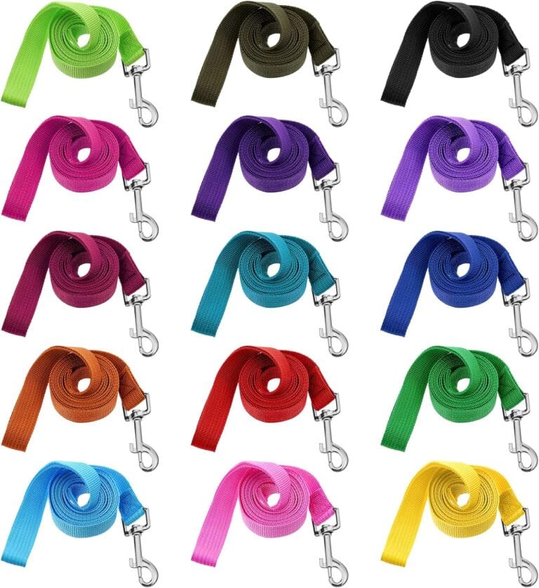15 Pcs Puppy Leash Nylon Dog Leash Bulk Pet Rope Leashes with Swivel Hook 5ft Training Leashes for Small Medium Dogs Training Walking Hiking Camping Or Backyard (15 Colors)