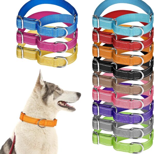 12 Pcs Martingale Collar for Medium Dogs Adjustable Pet Training Collar Reflective Dog Collar with Durable Metal Buckle Heavy Duty Nylon No Pull Martingale Collar for Small Medium Large Dogs, Medium