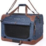 Extra Large Cat Carrier Soft Sided, Portable Small Dog Carrier for 2 Cats, 24"x16.5"x16" Car Travel Folding Comfortable Design, Navy