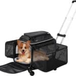 Airline Approved Top-Expanding Pet Carrier on Wheels- Extra Spacious Soft Lined Carrier! 18x11x11 (Expanding Sides)