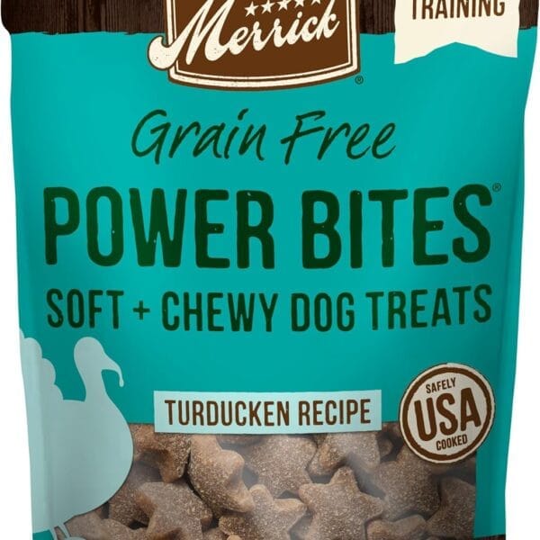 Merrick Power Bites Natural Soft And Chewy Real Meat Dog Treats, Grain Free Snack, Real Turducken Recipe - 6 oz. Bag