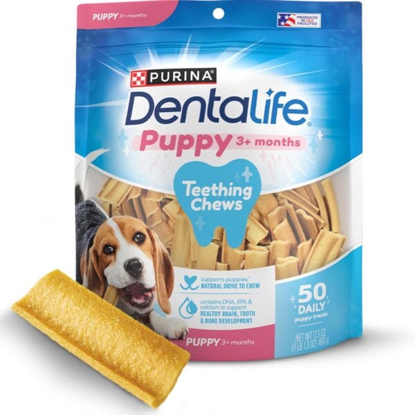 Dentalife Puppy Teething Dog Chews for Small Dogs 3 Months and Up, Chicken Flavor, 1.08 lb., 50 Chews - 50 ct. Pouch