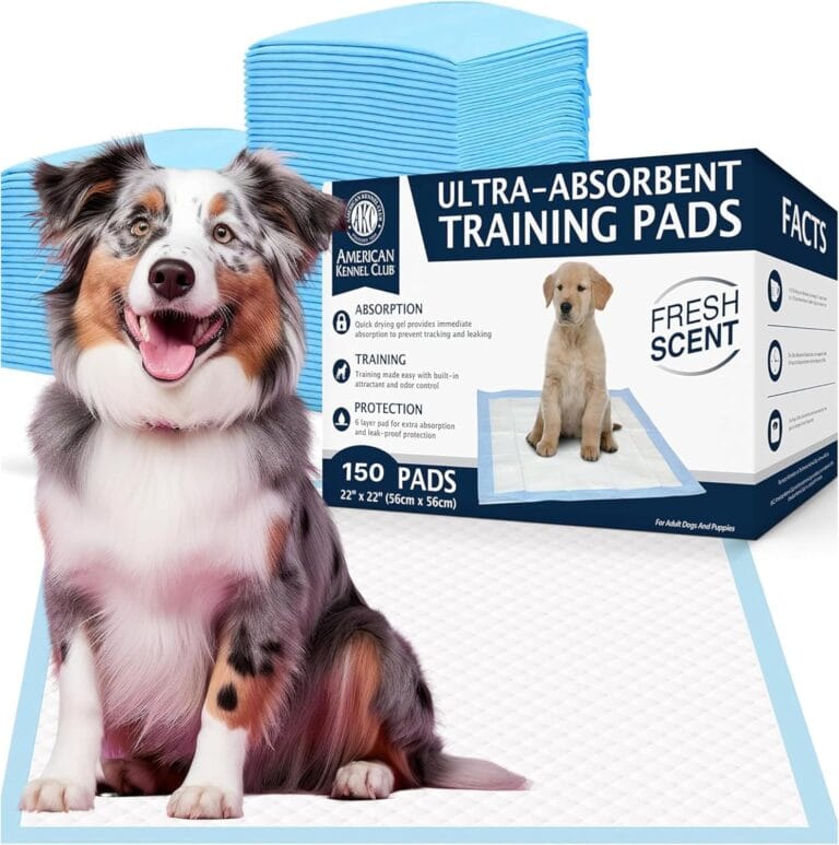 American Kennel Club Ultra Absorbent Odor Control Scented Training Pads For Dogs Leak-proof Quick Dry Gel  22 x 22 Puppy Pads - Fresh Scented - Pack of 150