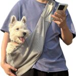 Small Dog Sling,Triple-Layer Breathable Mesh Dog Slings for Small Dogs,Suitable for Small Dogs and Cats,with Adjustable Shoulder Strap and Safety Harness,Puppy Essentials,Grey