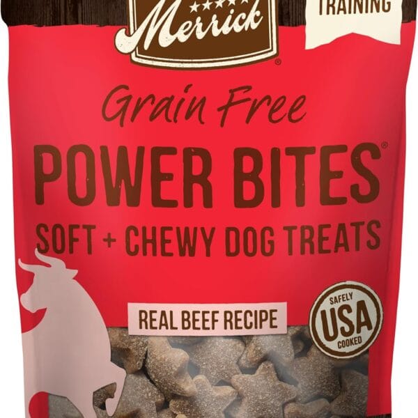 Merrick Power Bites Natural Soft And Chewy Real Meat Dog Treats, Grain Free Snack With Real Beef Recipe - 6 oz. Bag