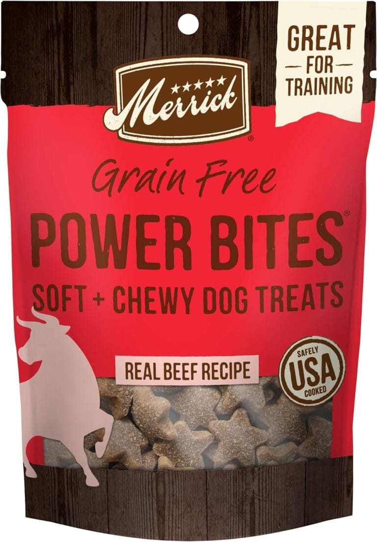 Merrick Power Bites Natural Soft And Chewy Real Meat Dog Treats, Grain Free Snack With Real Beef Recipe - 6 oz. Bag