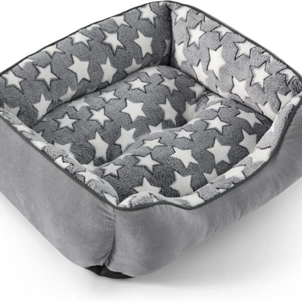 SIWA MARY Rectangle Dog Bed for Small Medium Dogs, Calming Dog Bed Medium Size Dog, Orthopedic Dog Sofa Bed, Warming Soft Calming Sleeping Puppy Bed, Pet Bed with Anti-Slip Bottom, S Plus(25"x21"x8")