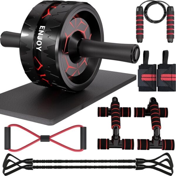 Readaeer Ab Roller Wheel, Ab Exercise Wheels Kit with Ab Roller, Resistance Bands, Knee Mat, Jump Rope, Push-Up Bar