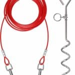 20ft Dog Tie Out Cable with 16" Chrome Plated Anti-Rust Stake - Perfect Heavy Duty Dog Chain with Dog Stake for Outdoor Yard Camping & Garden, Compatible with Harness, Leash & Chain Attachments