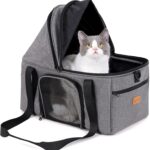 BurgeonNest Top-Expandable Large Cat Carrier, Soft Sided Cat Bag Carrier for Medium Large Pet 15 lbs, Upgrade Small Dog Car Seat, Puppy Travel Bag with Semi-Open Mode Canopy