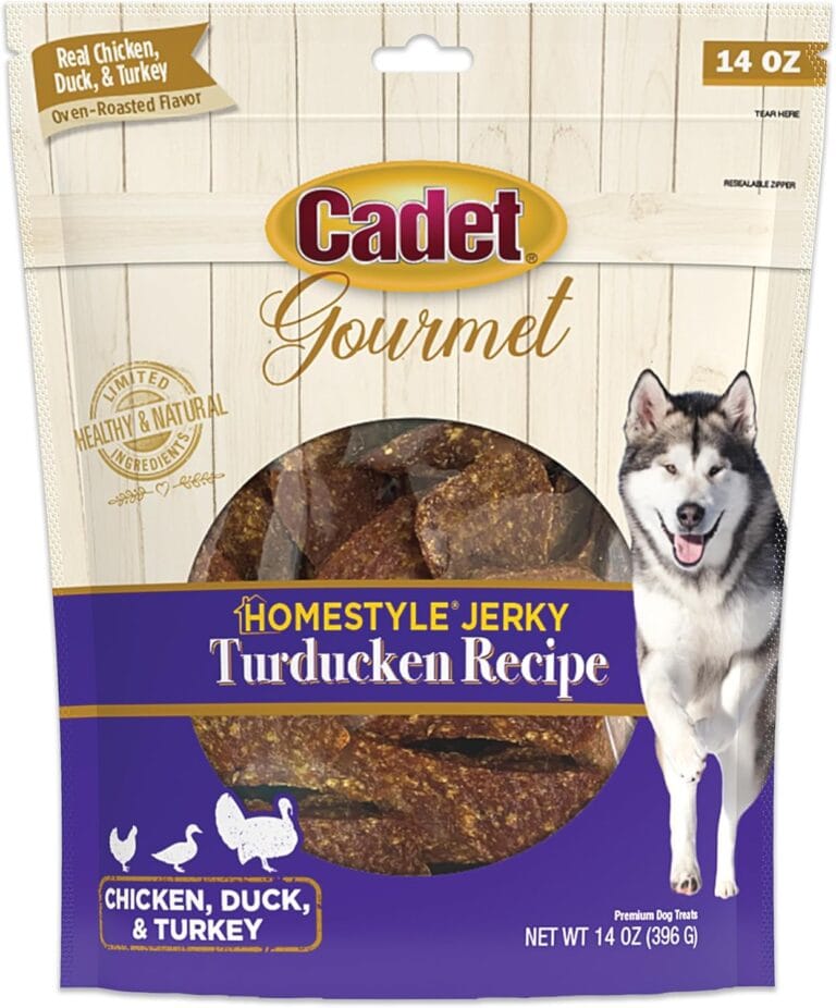 Cadet Gourmet Homestyle Turducken Recipe Jerky Chews for Dogs, Healthy Natural Dog Training Treats Made with Real Turkey, Duck & Chicken, 14 oz