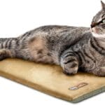 K&H Pet Products Heated Cat Bed Pad for Indoor Cats, Thermo-Kitty Mat Calming Warm Pet Heating Pad for Inside Pets, Machine Washable, Waterproof Heater, Safety Listed - 12.5 X 25in Sage/Tan
