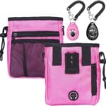 STMK Dog Treat Pouch Dog Clicker Training Kit, Dog Training Treat Pouch Dog Clicker for Training, 3 Ways to Wear Easily Carries Treat Pouches for Pet Training (Pink)