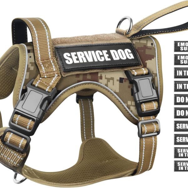 WINSEE Tactical Dog Harness, No Pull Dog Harness for Medium Large Dogs with Handle & Molle, Military Service Dog Vest Harness in Training Pet Harness for Small Dogs