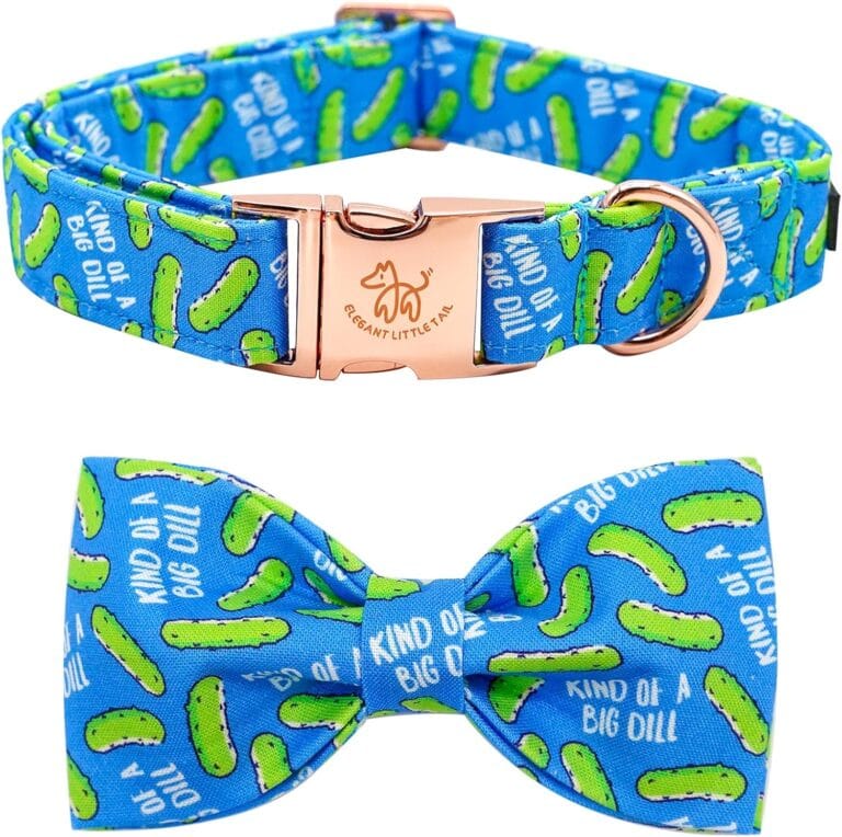 Elegant little tail Dog Collar, Dog Collar with Bow tie, Dill Pickles Print Pet Collars Pet Collar Boy Cute Bowtie Collar Dog for Medium Dogs