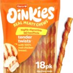 Hartz Oinkies Tender Twists with Real Chicken Breast Rawhide-Free Dog Treats, Highly Digestible Dog Chews, 18 Count