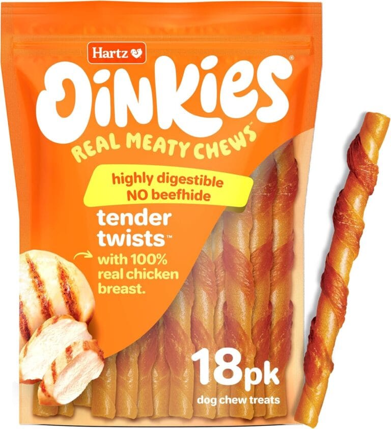 Hartz Oinkies Tender Twists with Real Chicken Breast Rawhide-Free Dog Treats, Highly Digestible Dog Chews, 18 Count