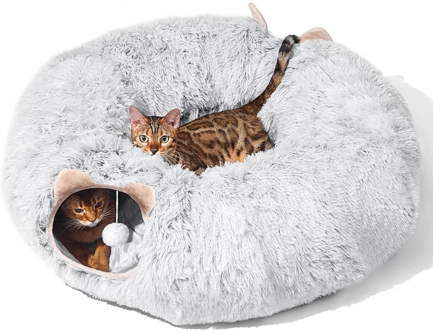 Cat Tunnel with Cat Bed for Indoor Cats, Under Christmas Tree Soft Plush Peekaboo Cat Cave Donut Tunnel, Multifunctional Playground Toys Hideplace for Kittens, Rabbit, Ferret (Grey) Cat Tunnel with Cat Bed for Indoor Cats, Under Christmas Tree Soft Plush Peekaboo Cat Cave Donut Tunnel, Multifunctional Playground Toys Hideplace for Kittens, Rabbit, Ferret (Grey)