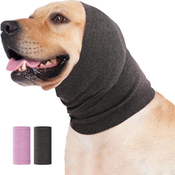Nanaki Quiet Dog Head Cover- No Shake Ear Wrap Headband Calming Hoodie for Dogs, Snood Pet Ear Protector Cover Muffs for Anxiety Relief, Noise Protection Grooming Bathing