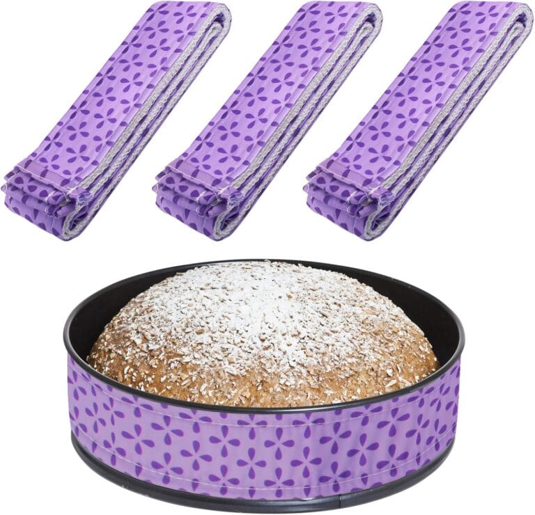 3PCS 35X1.9'' Cake Strips for Even Baking, Purple Cake Pan Strips & Baking Strips Cake Pan Dampen Strips Absorbent Thick Cotton, Baking Strips for Cake Pans Reusable for Cake Leveler Even-Baking