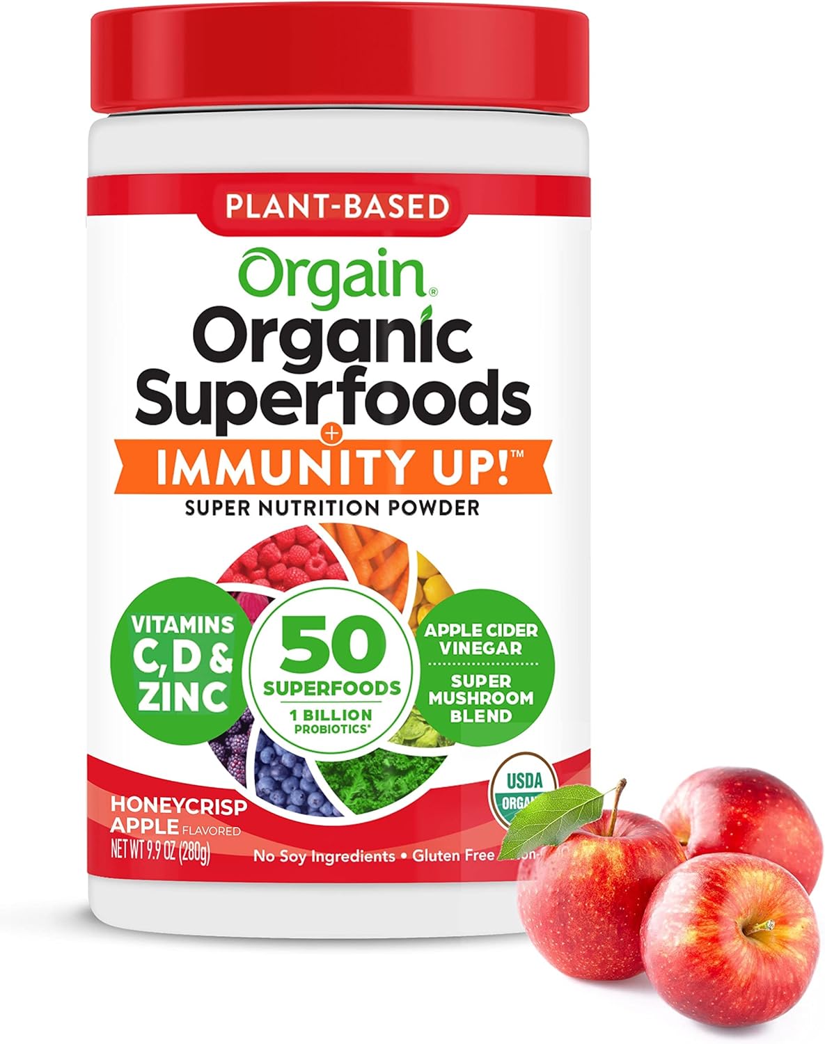 Orgain Organic Greens + 50 Superfoods Immunity Up! Powder, Honeycrisp Apple - Immune Support, Probiotics, Vitamin C, D & Zinc, Apple Cider Vinegar, Ashwagandha, Cordyceps & Reishi Mushrooms - 0.62lb Orgain Organic Greens + 50 Superfoods Immunity Up! Powder, Honeycrisp Apple - Immune Support, Probiotics, Vitamin C, D & Zinc, Apple Cider Vinegar, Ashwagandha, Cordyceps & Reishi Mushrooms - 0.62lb