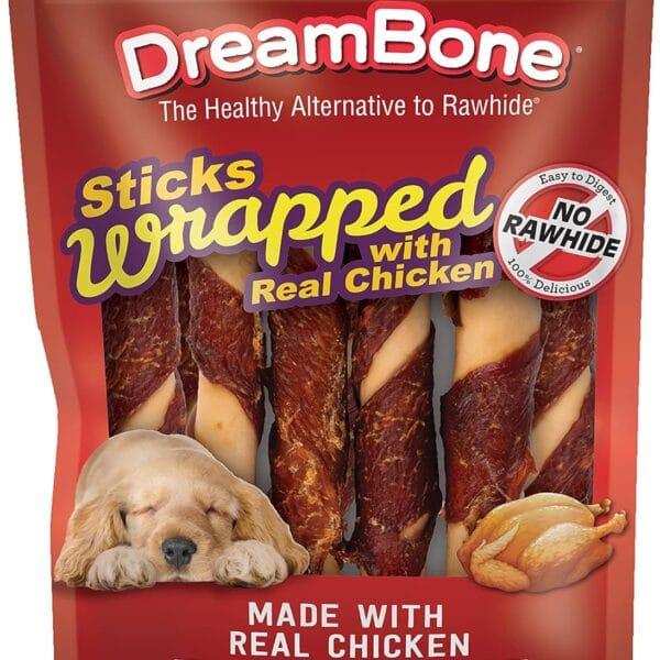 DreamBone Chicken-Wrapped Chews 8 Count, Rawhide-Free Chews for Dogs - large | 8-count