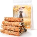 Dog Treats Chicken Wrapped Cod Fish Skin Sticks, Healthy High Protein Omega3 Cod Twist Dog Chews Real Chicken Wrap Teeth Cleaning for Large Medium Small Breeds, 10.6 oz