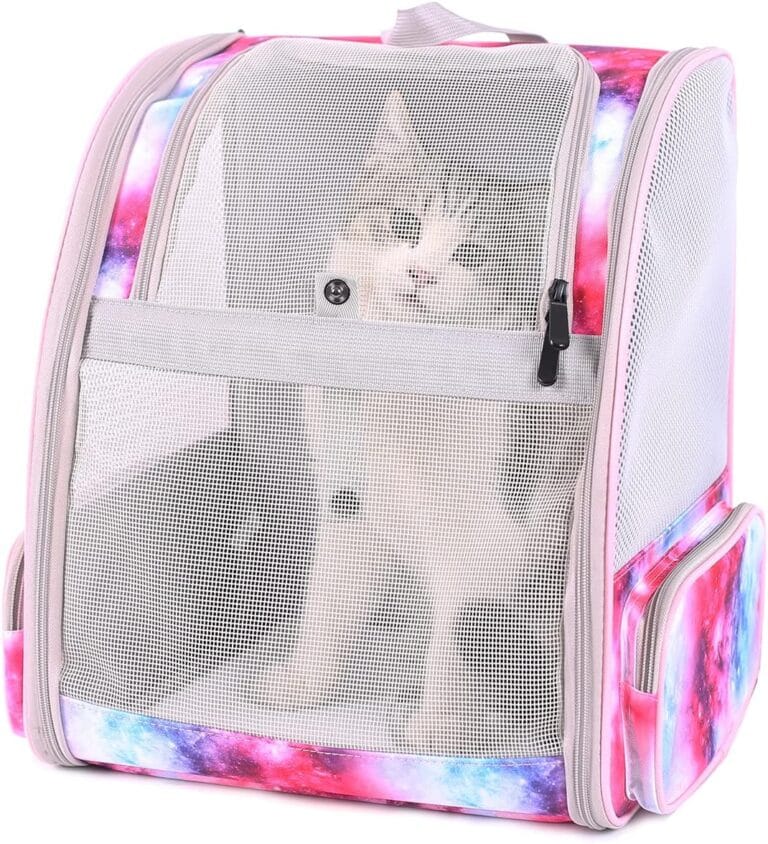 Galaxy Pink Pet Carrier Backpack for Cats and Small Dogs, Backpack for Kitten Bunny Airline Approved Travel Hiking Camping Cat Vet Book Bag (Ventilation)