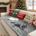 FUNNY FUZZY Pet Couch Covers for Sofa, Washable Dog Couch Cover Protector for Dogs, Flannel Couch Covers for Dogs Pet Friendly Pets Mat Bed Sofa Cover (Blue-Grey, 27.6"59.1")