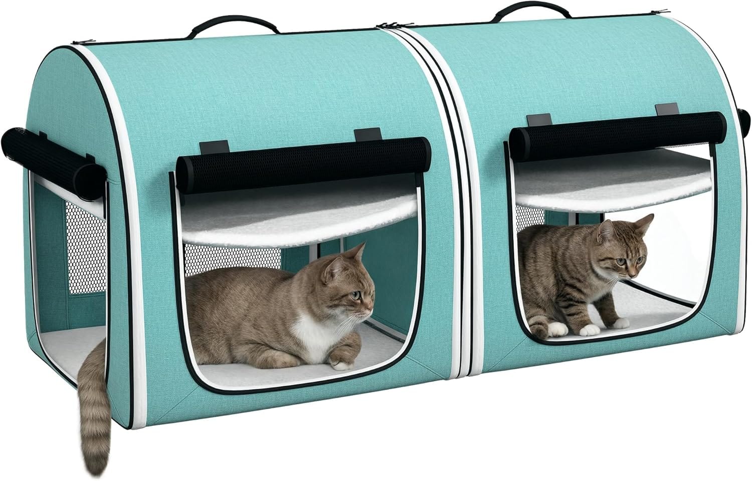PawHut 39" Portable Soft-Sided Cat Carrier, Cat Kennel, Travel Dog Crate with Divider, Two Compartments, Soft Cushions & Storage Bag, Easy to Fold, Green PawHut 39" Portable Soft-Sided Cat Carrier, Cat Kennel, Travel Dog Crate with Divider, Two Compartments, Soft Cushions & Storage Bag, Easy to Fold, Green