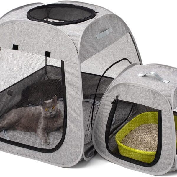 Tenrai Portable Cat Playpen, Trapezoidal Design for Better Standing, Foldable Pet Tent for Indoor and Outdoor Use of Kitten and Puppy, Dog Play Enclosure, Cat Houses & Condos
