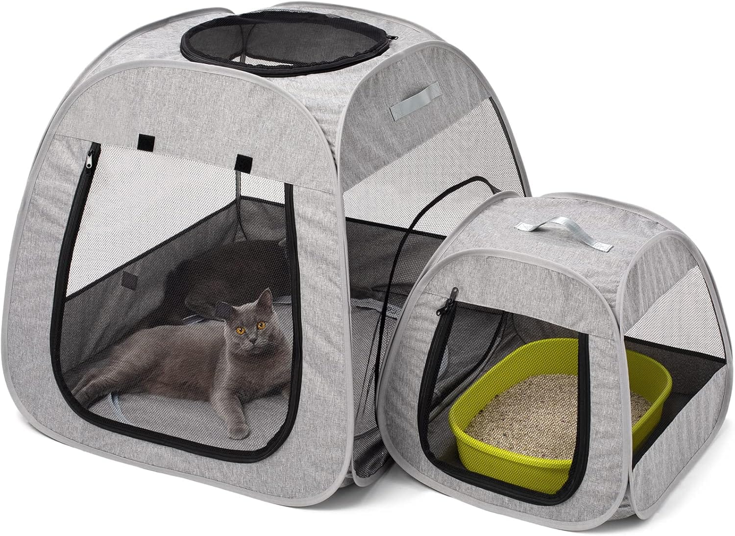 Tenrai Portable Cat Playpen, Trapezoidal Design for Better Standing, Foldable Pet Tent for Indoor and Outdoor Use of Kitten and Puppy, Dog Play Enclosure, Cat Houses & Condos Tenrai Portable Cat Playpen, Trapezoidal Design for Better Standing, Foldable Pet Tent for Indoor and Outdoor Use of Kitten and Puppy, Dog Play Enclosure, Cat Houses & Condos